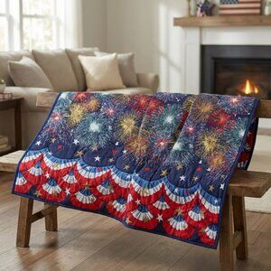 Beautiful American Fireworks Lap Quilt